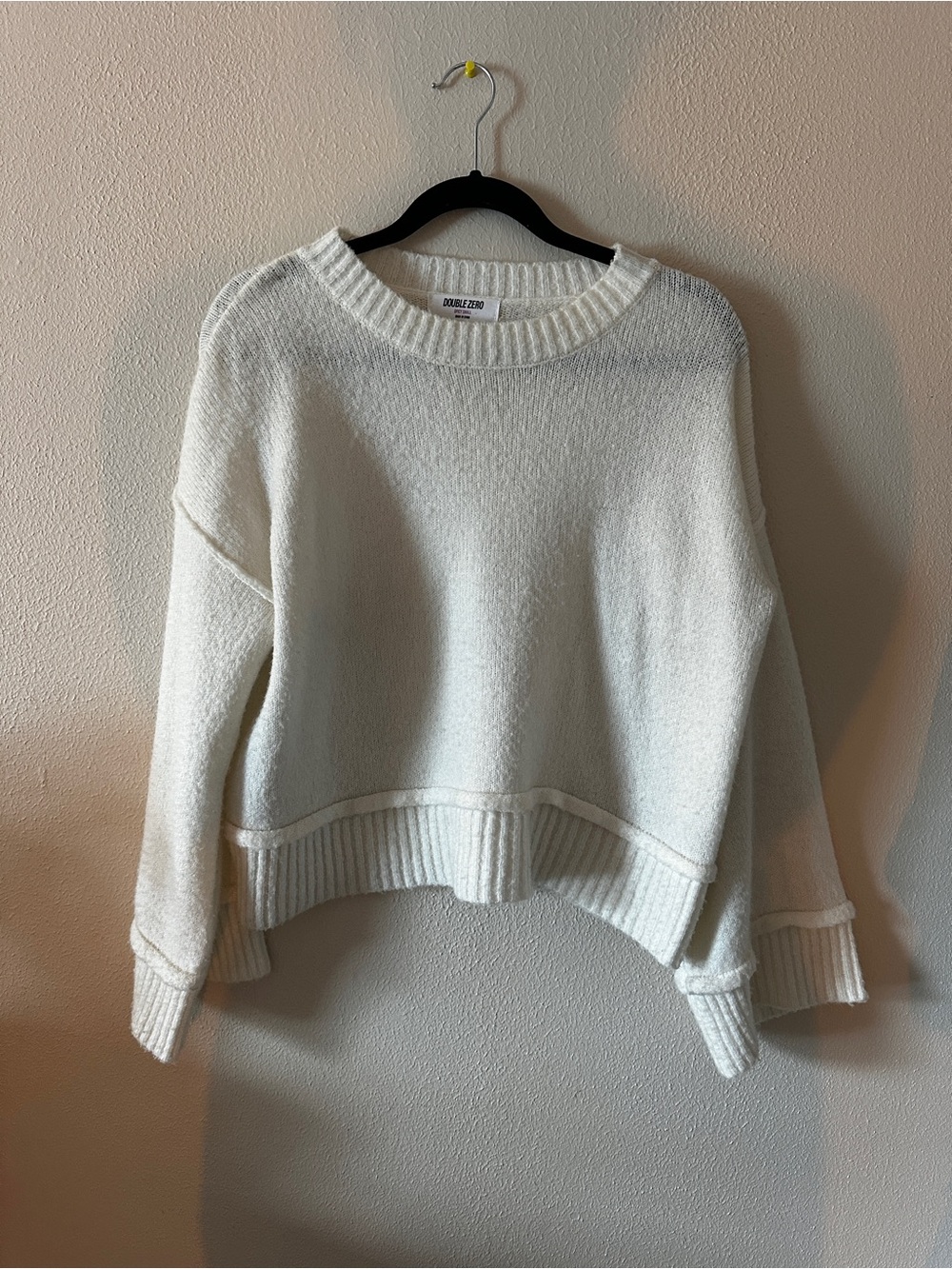 Double Zero Cream Cropped Crewneck Sweater